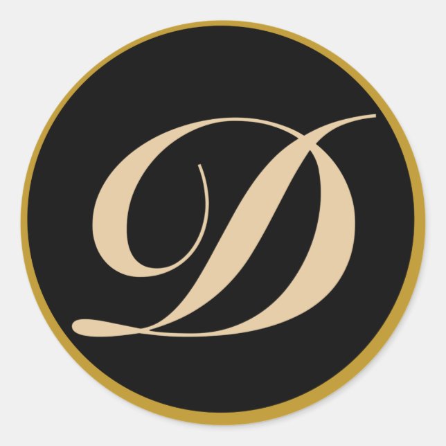 Monogram Initial Letter D Classic Round Sticker (Front)