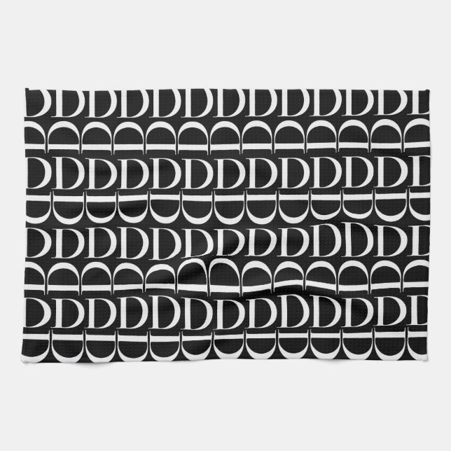 Monogram Initial Letter D Kitchen Towel (Horizontal)