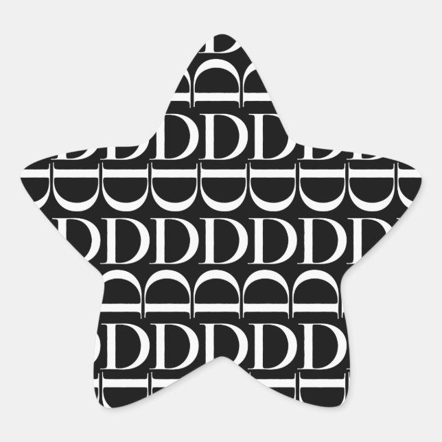 Monogram Initial Letter D Star Sticker (Front)