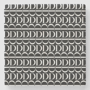 Monogram Initial Letter D Stone Coaster
