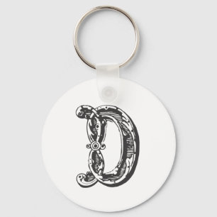 Monogram Initial Letter Distressed D Keychain