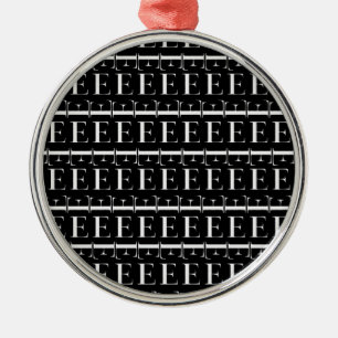 Monogram Initial Letter E Metal Ornament
