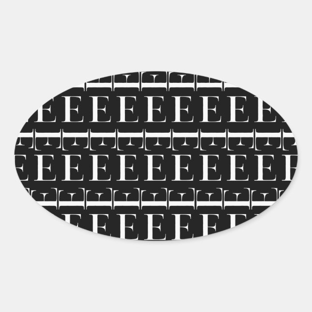 Monogram Initial Letter E Oval Sticker (Front)