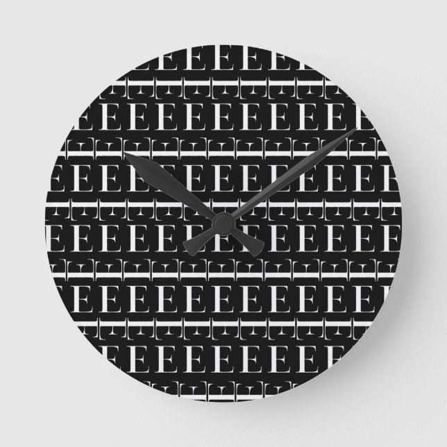 Monogram Initial Letter E Round Clock (Front)
