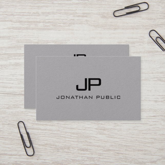 Monogram Initial Letter Elegant Modern Template Business Card (Front/Back In Situ)