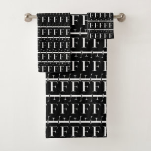 Monogram Initial Letter F Bath Towel Set