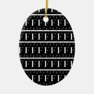 Monogram Initial Letter F Ceramic Ornament