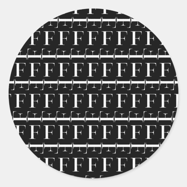 Monogram Initial Letter F Classic Round Sticker (Front)