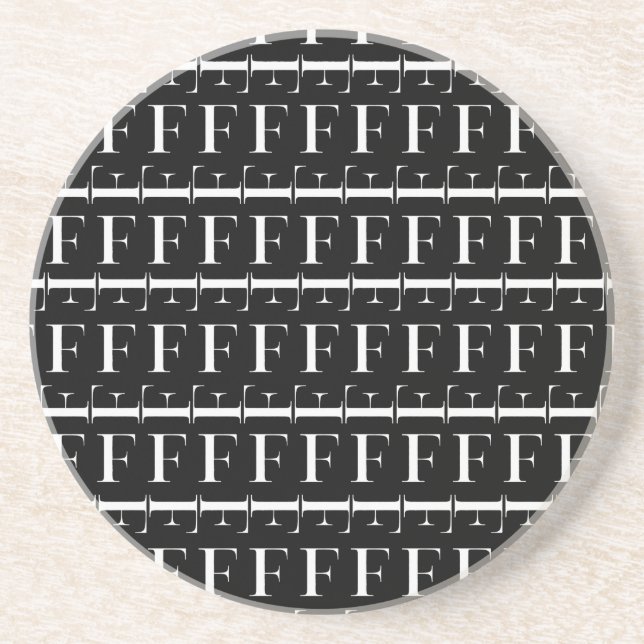 Monogram Initial Letter F Coaster (Front)