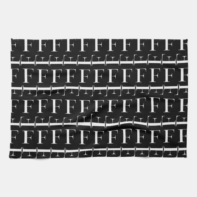 Monogram Initial Letter F Kitchen Towel (Horizontal)