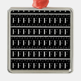 Monogram Initial Letter F Metal Ornament