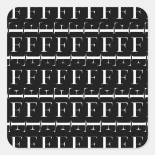 Monogram Initial Letter F Square Sticker