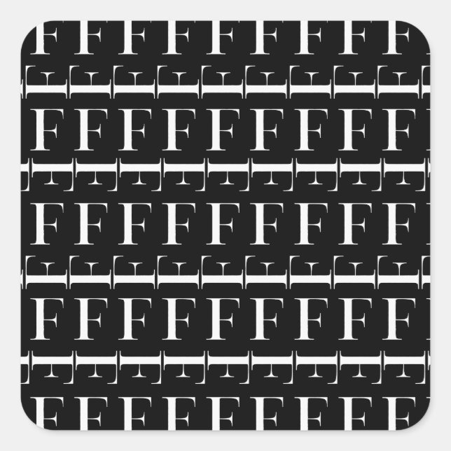 Monogram Initial Letter F Square Sticker (Front)