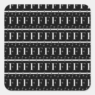 Monogram Initial Letter F Square Sticker