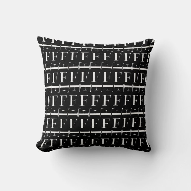 Monogram Initial Letter F Throw Pillow (Front)