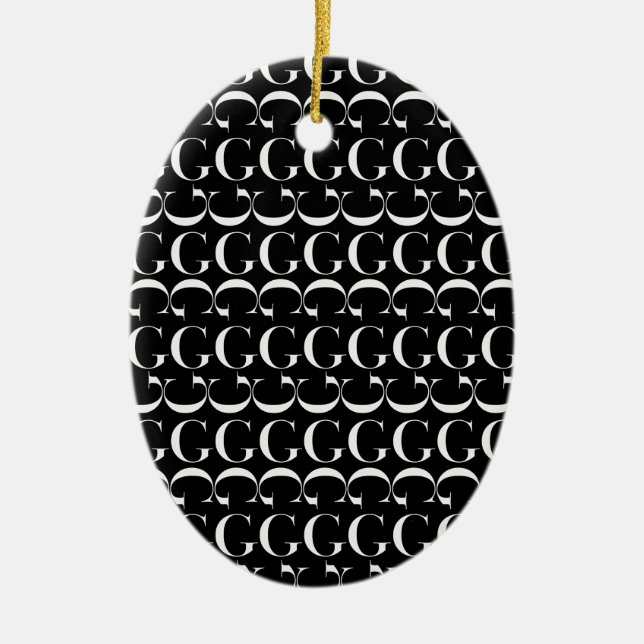 Monogram Initial Letter G Ceramic Ornament (Front)