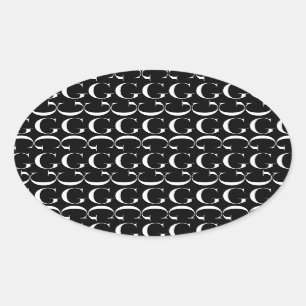 Monogram Initial Letter G, Choose Background Oval Sticker