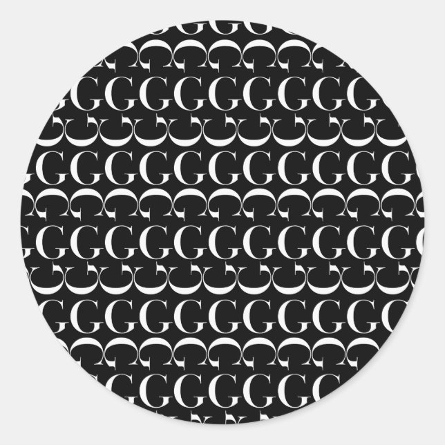 Monogram Initial Letter G Classic Round Sticker (Front)