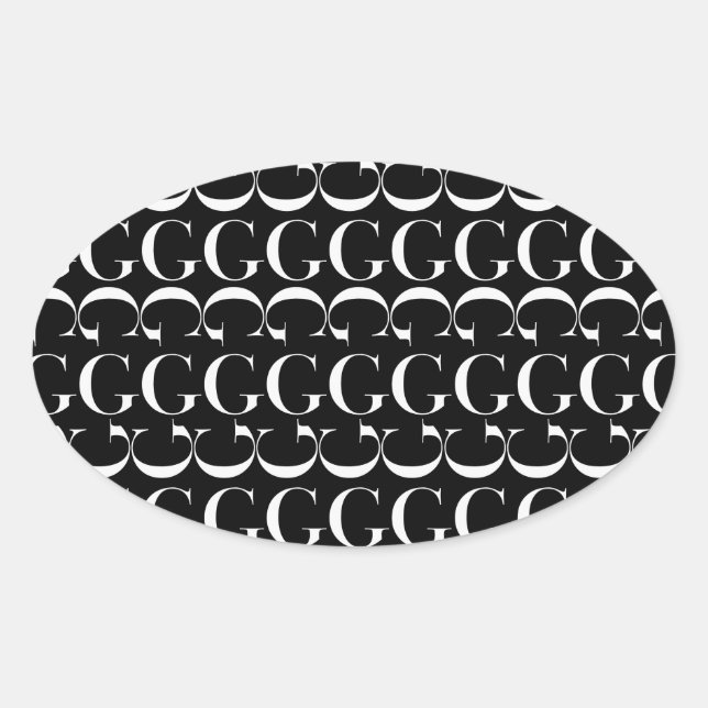 Monogram Initial Letter G Oval Sticker (Front)