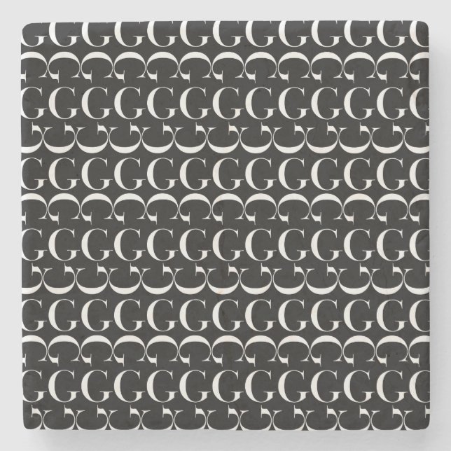 Monogram Initial Letter G Stone Coaster (Front)