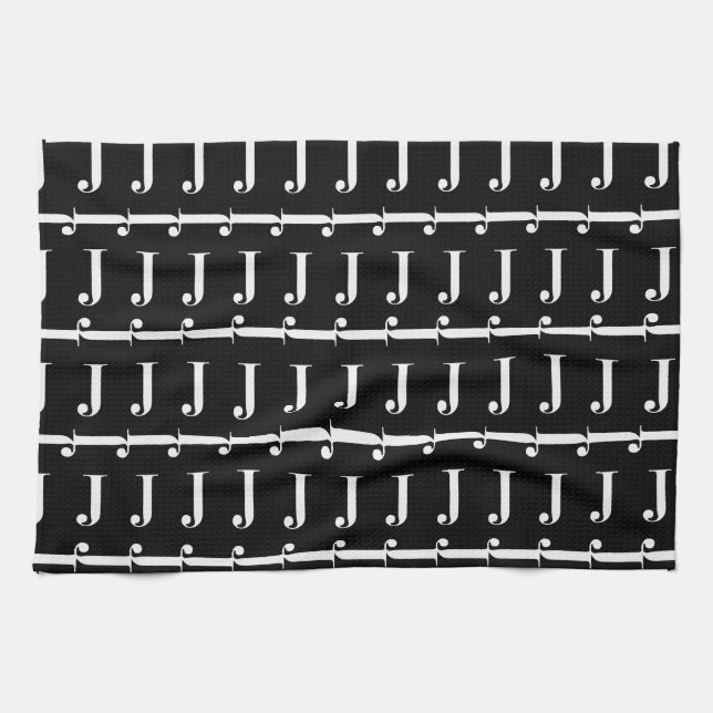 Monogram Initial Letter J Kitchen Towel (Horizontal)
