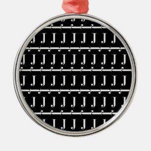 Monogram Initial Letter J Metal Ornament