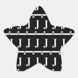 Monogram Initial Letter J Star Sticker