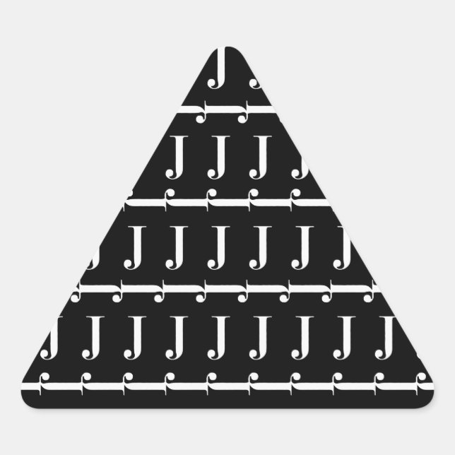 Monogram Initial Letter J Triangle Sticker (Front)