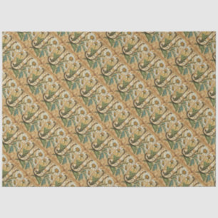 Monogram Initial Letter J Vintage Daisy Drawing Tissue Paper