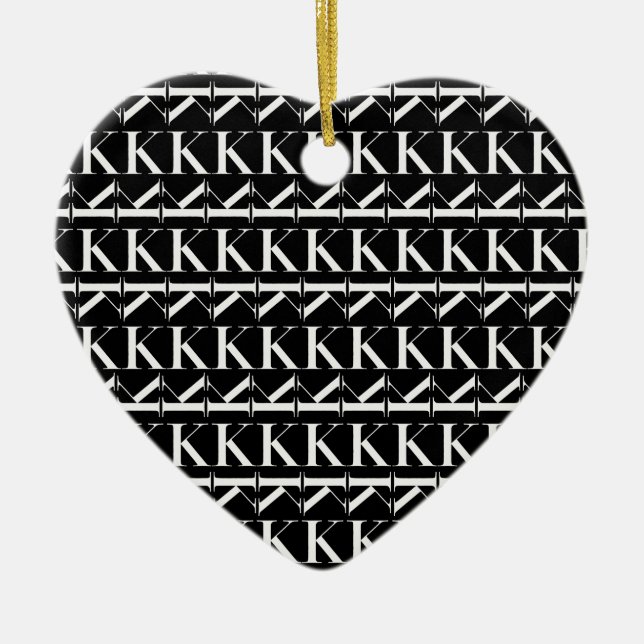 Monogram Initial Letter K, Choose Background Ceramic Ornament (Front)