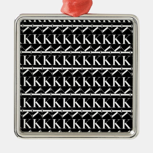 Monogram Initial Letter K, Choose Background Metal Ornament (Front)