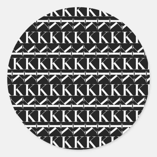 Monogram Initial Letter K Classic Round Sticker (Front)