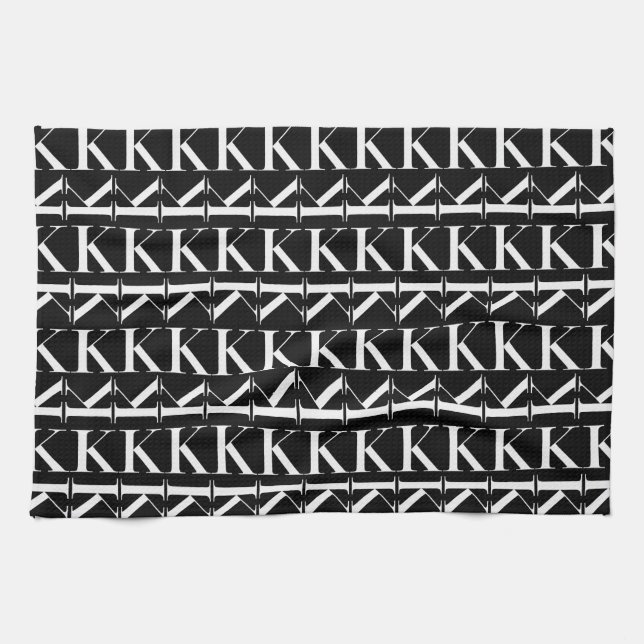 Monogram Initial Letter K Kitchen Towel (Horizontal)