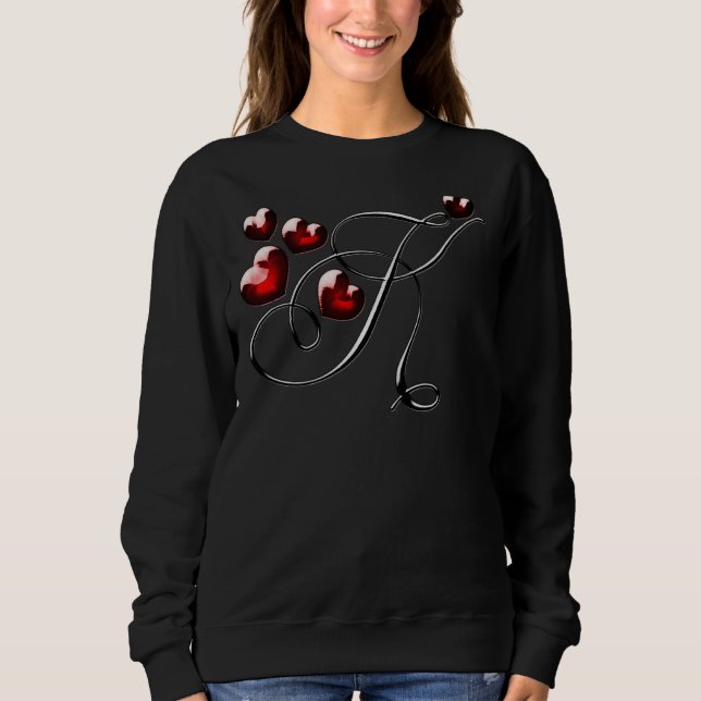 Monogram Initial Letter K Love Heart Sweatshirt (Front)