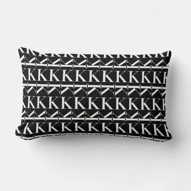 Monogram Initial Letter K Lumbar Pillow (Front)