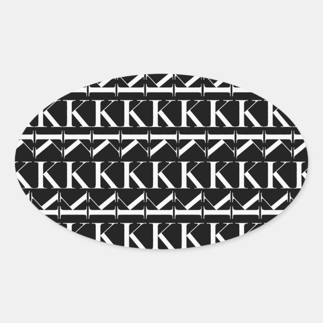 Monogram Initial Letter K Oval Sticker (Front)