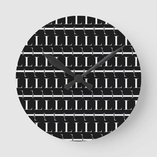 Monogram Initial Letter L Round Clock (Front)