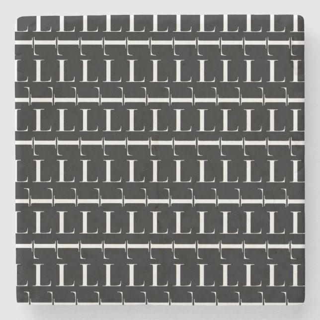 Monogram Initial Letter L Stone Coaster (Front)