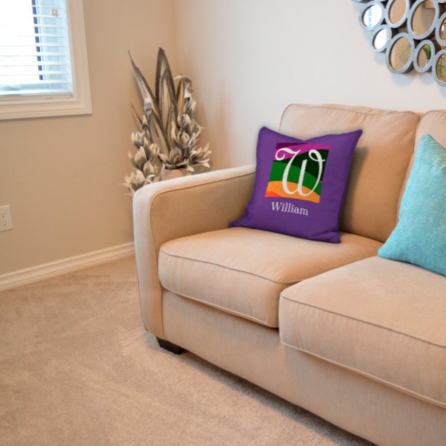 Monogram Initial Letter lavender Throw Pillow (Creator Uploaded)