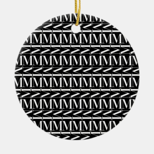 Monogram Initial Letter M Ceramic Ornament (Front)
