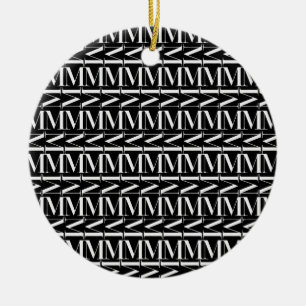 Monogram Initial Letter M, Choose Background Ceramic Ornament