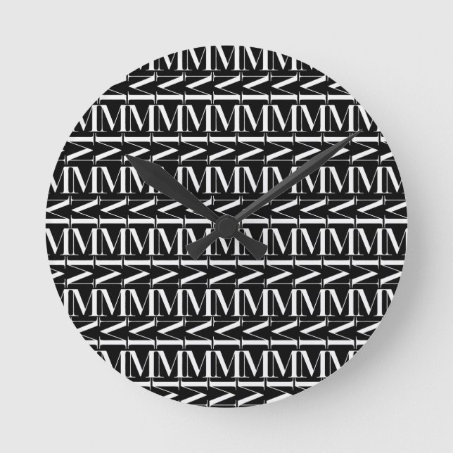 Monogram Initial Letter M, Choose Background Colou Round Clock (Front)
