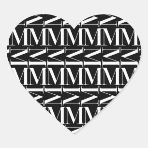Monogram Initial Letter M, Choose Background Heart Sticker