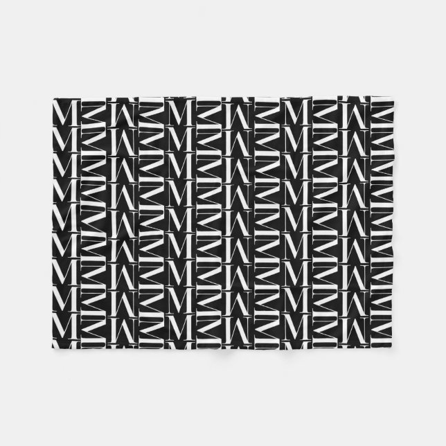 Monogram Initial Letter M Fleece Blanket (Front (Horizontal))