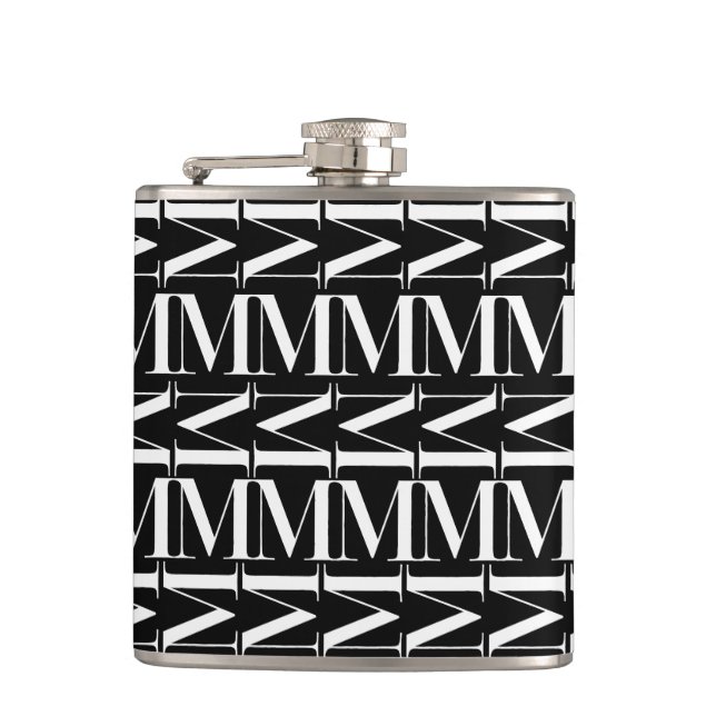 Monogram Initial Letter M Hip Flask (Front)