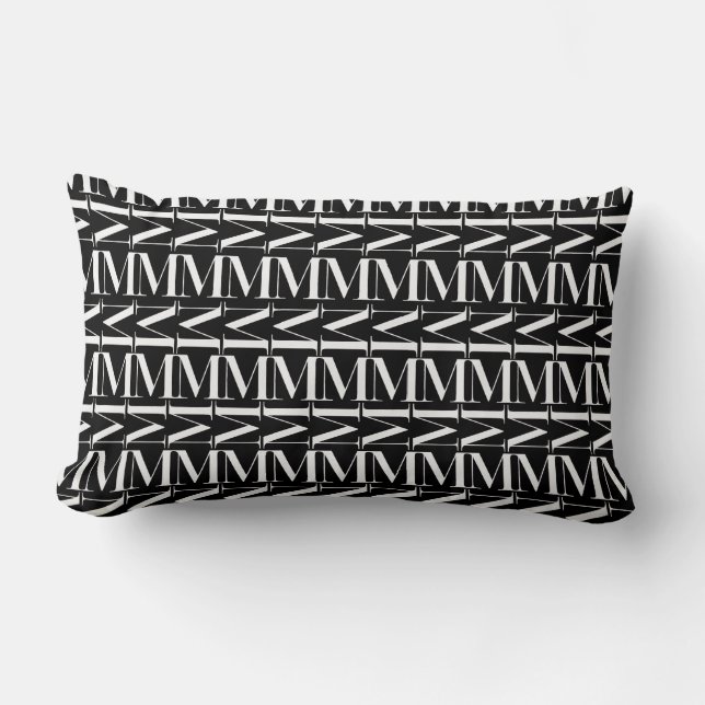 Monogram Initial Letter M Lumbar Pillow (Front)