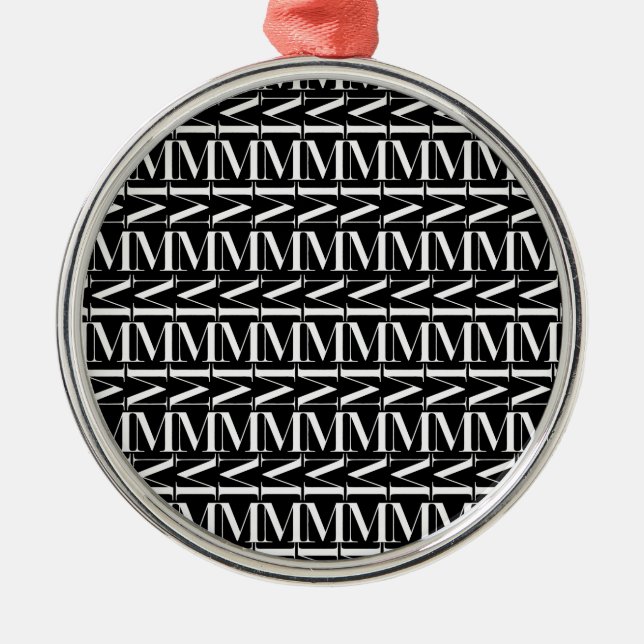 Monogram Initial Letter M Metal Ornament (Front)