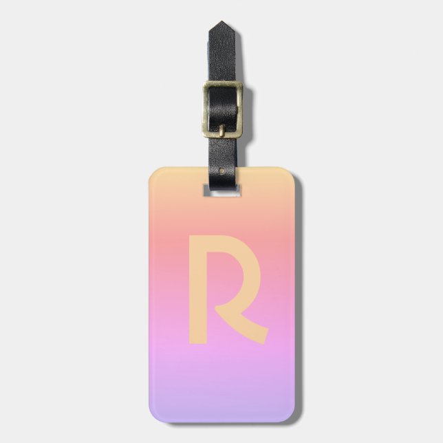 Monogram Initial Letter Modern Pink Stylish Luggage Tag (Front Vertical)