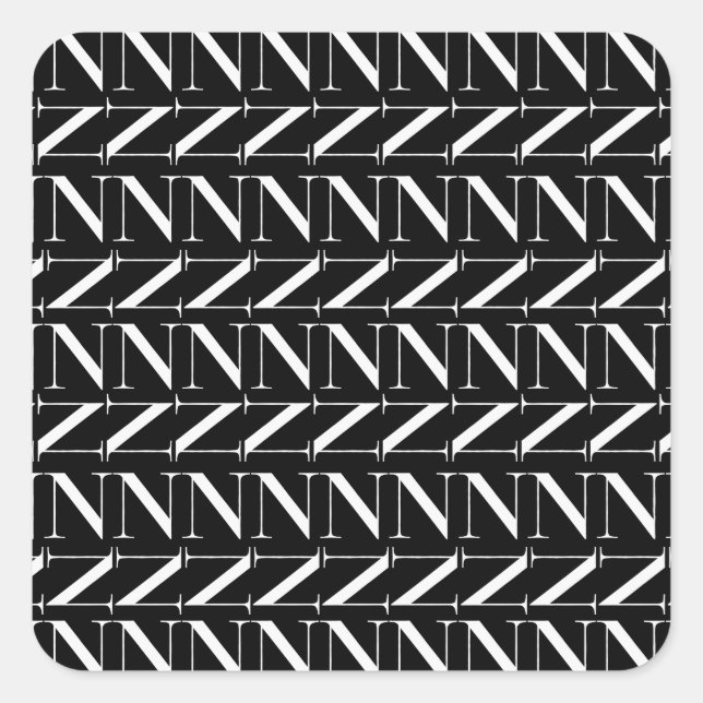 Monogram Initial Letter N Square Sticker (Front)