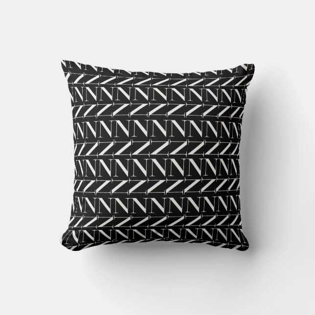 Monogram Initial Letter N Throw Pillow (Front)